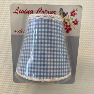 Nachtlampje met stekker blauw geruit kapje