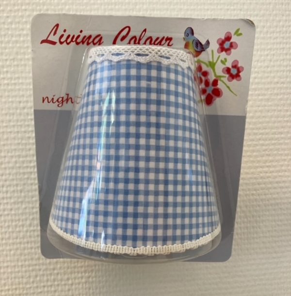 Nachtlampje met stekker blauw gestipt kapje - Afbeelding 2