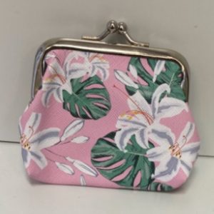 Vintage portomonee roze met bloem