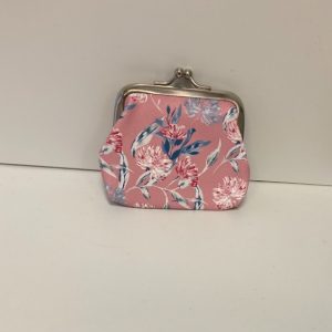 Vintage portomonee wit/roze met bloem