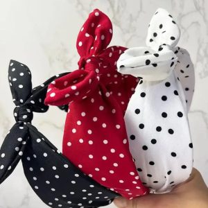 Vintage polkadot haarband wit