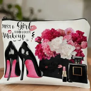 Make-up tas met hoge hakken print