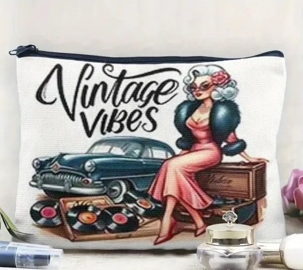Make-up tas met vintage print Vintage vibes