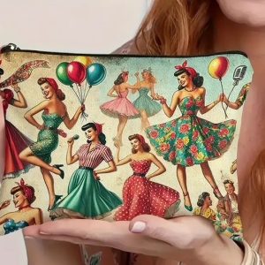 Make-up tas met vintage print