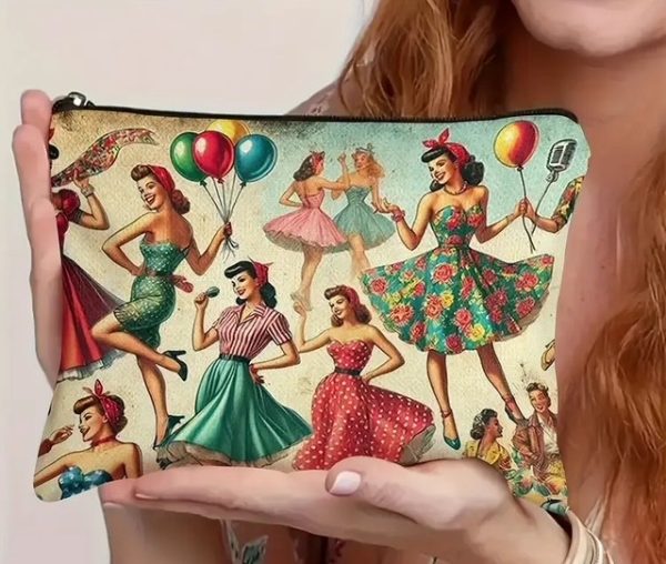 Make-up tas met vintage print