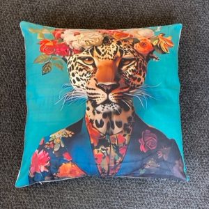 Mooi kussen met tijgerprint blauw