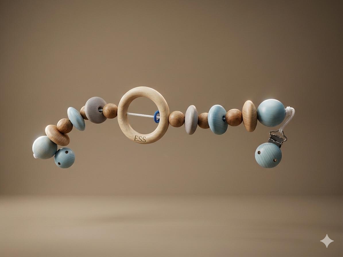 Houten kinderwagenspanner van Hess blauw