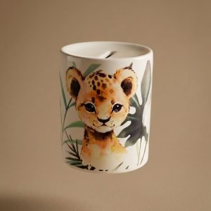 Spaarpot van Atelier Pierre met print van babyleeuwtje